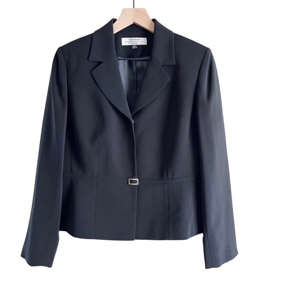 Tahari Arthur S.‎ Levine Classic One Button Black Blazer Jacket, Size 8 Petite - Picture 1 of 11